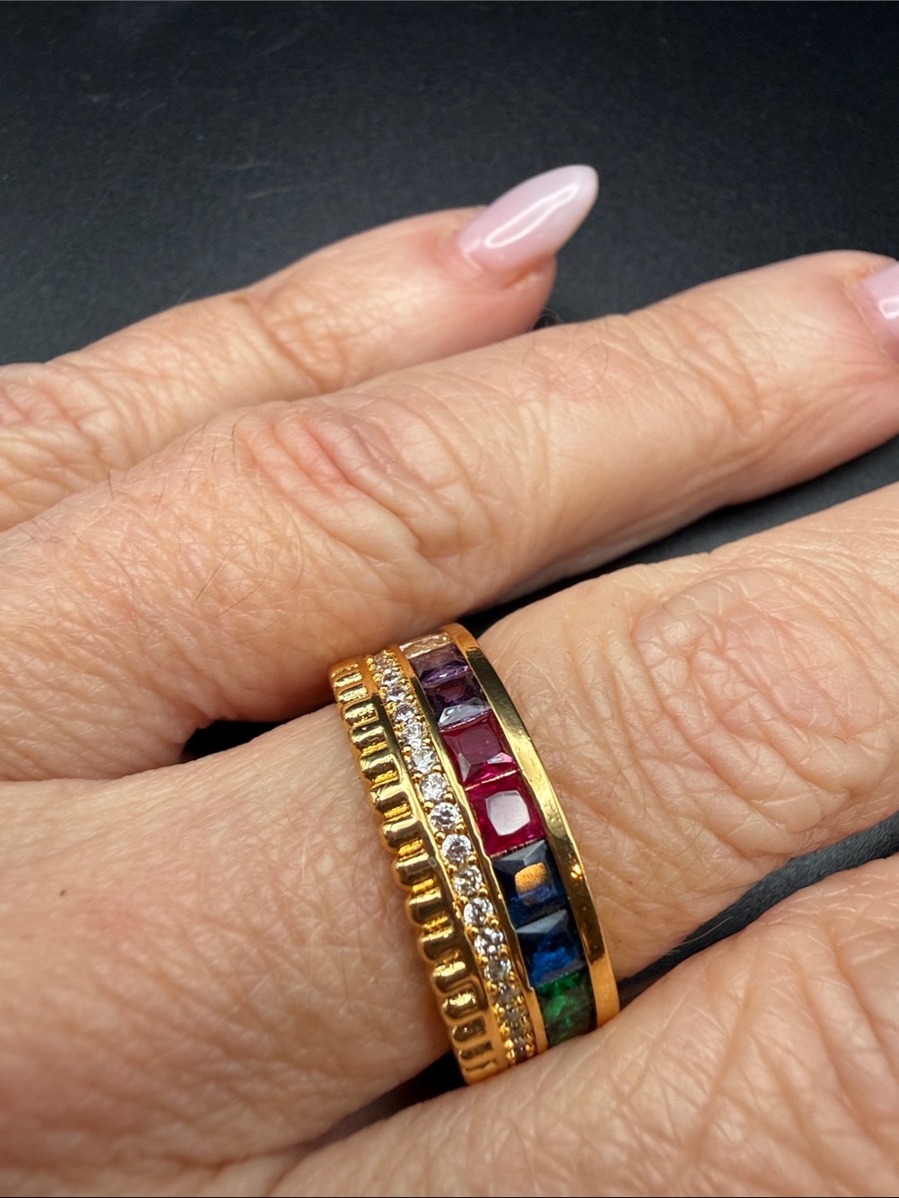 Stackable Gold Multi-Color Baguette Ring - Women's Jewelry